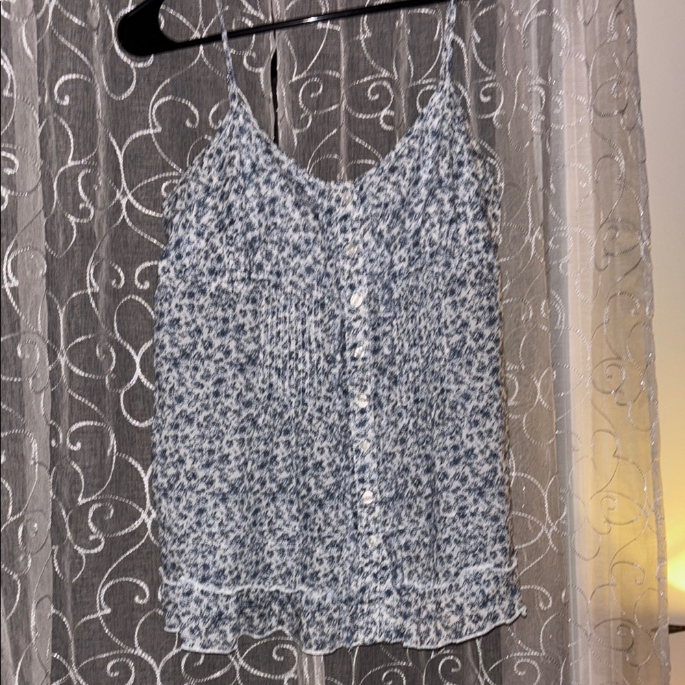 Express White and Blue Camisole with Spaghetti Straps